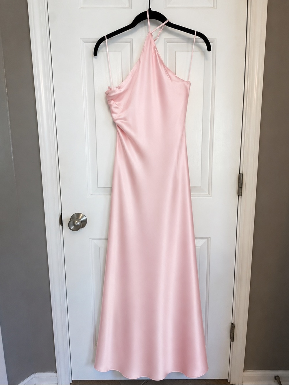 Hello Molly Wedding Parlour Pink Satin Halter Maxi Dress Open Back NWT Size S